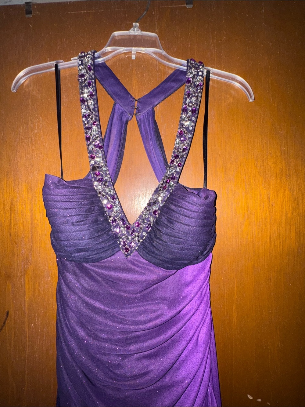 Blondie Nites Purple Ombre Sparkle Prom Gown